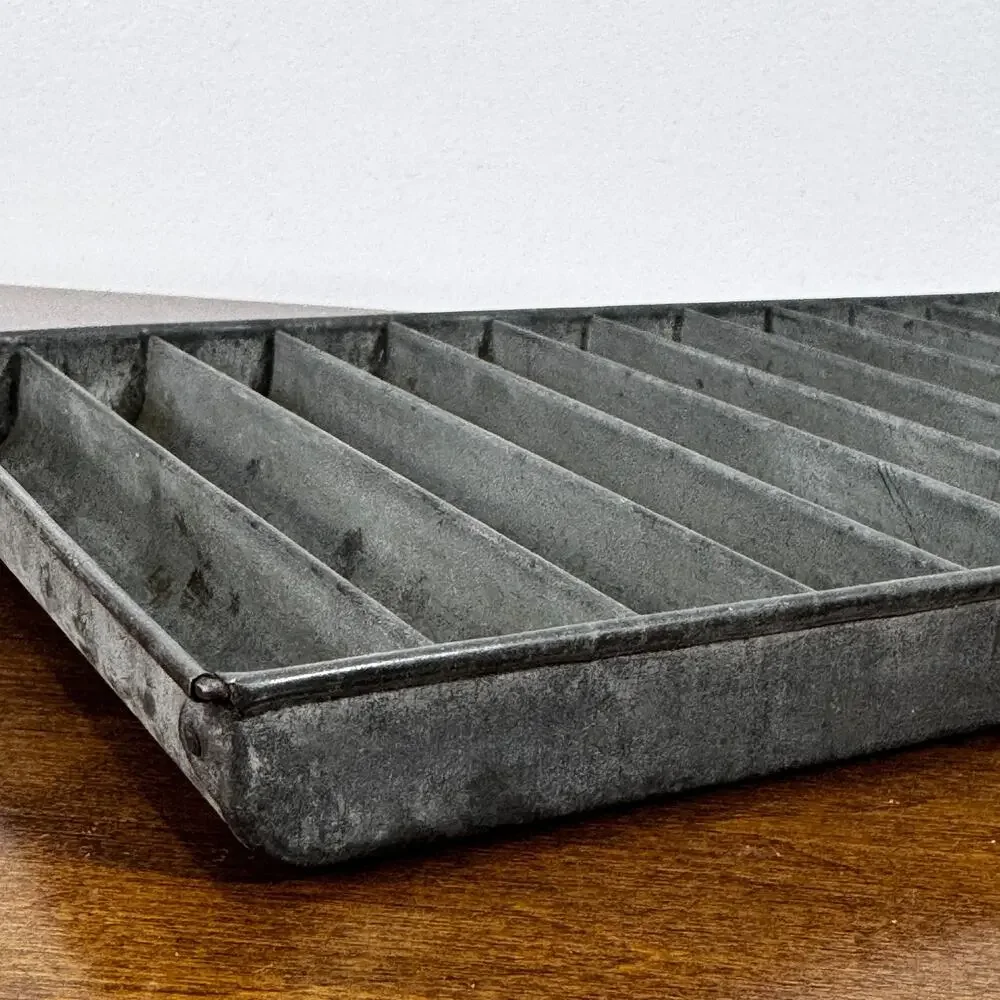 Vintage 10 Slot Metal Breadstick Baking Pan Bakery Tray Industrial Organizer